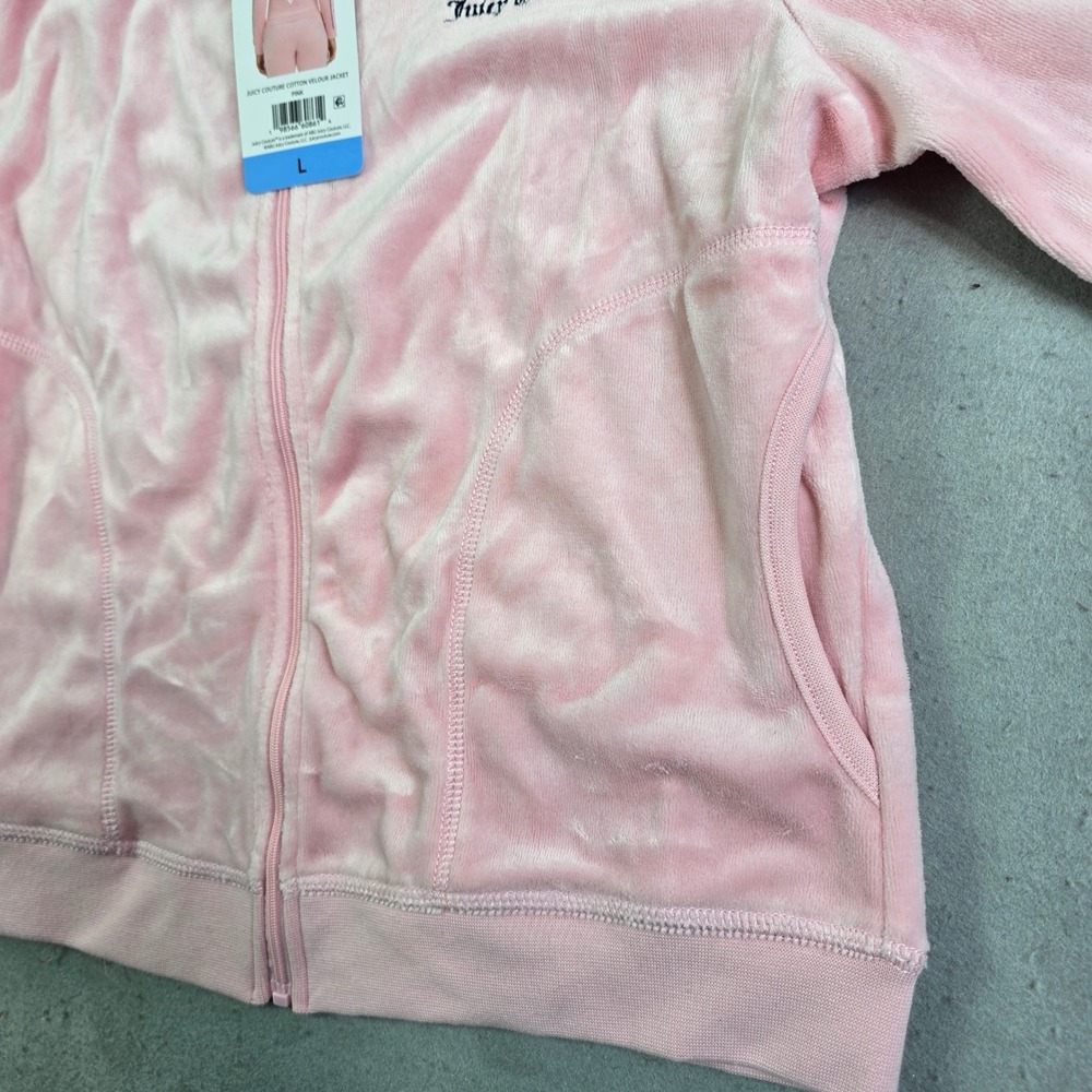 Juicy Couture Velour Track Jacket Womens Large Pink Pickleball Juicy Anyone New - Picture 7 of 9
